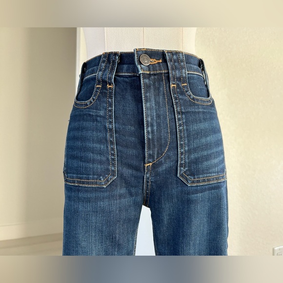 Veronica Beard Beverly Skinny Flare High Rise Dark Vintage Denim Jeans Womens 25 - Picture 3 of 11